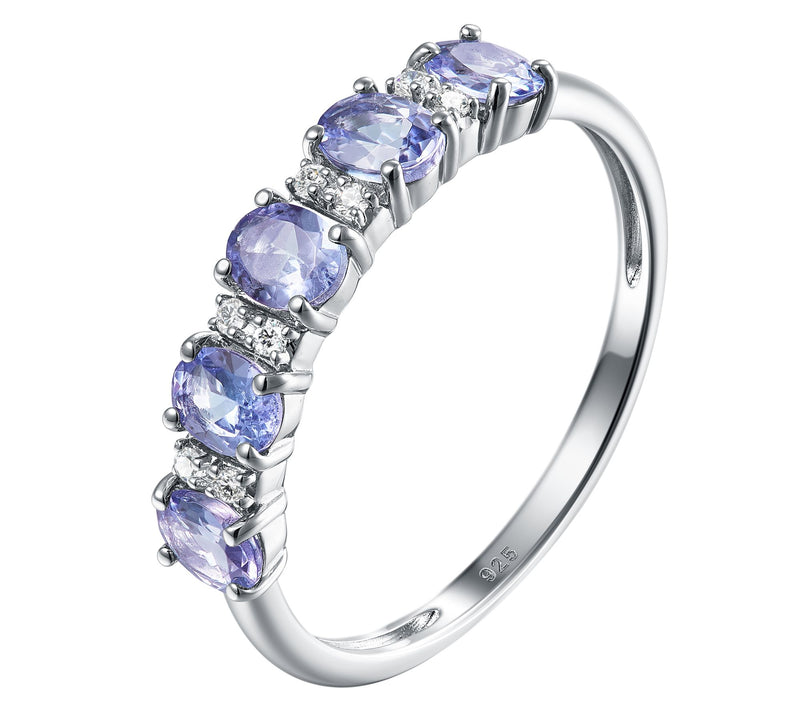 Affinity Gems Tanzanite & Zircon Band Ring, Sterling Silver — View 2
