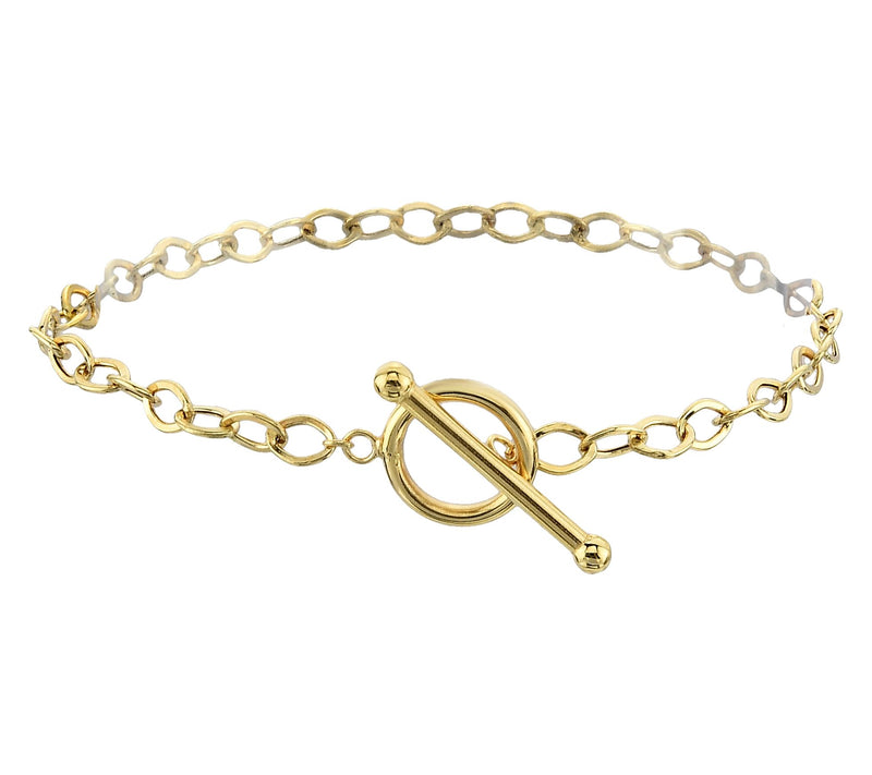 Adorna 14K Gold 4mm Oval Link Toggle Bracelet — View 2