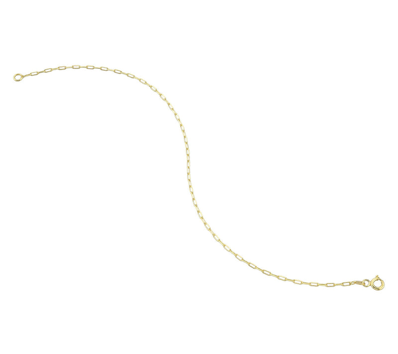Adorna 14K Gold 1mm Solid Paperclip Chain  Bracelet — View 2