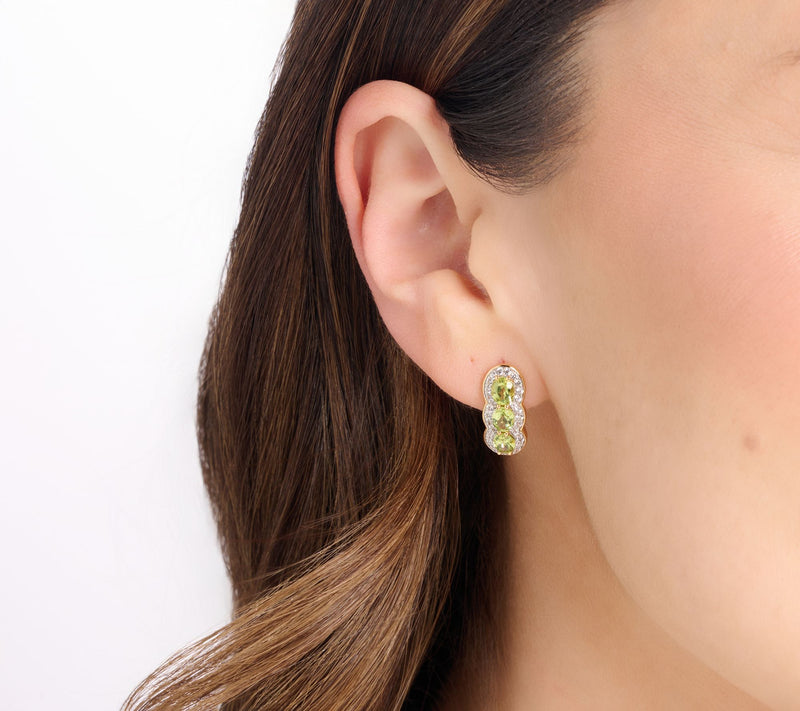 Affinity Gems Linear Design Gemstone & White Zircon J Hoops, Sterli — View 3