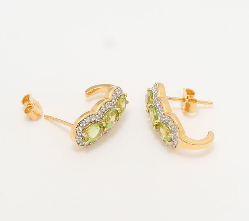 Affinity Gems Linear Design Gemstone & White Zircon J Hoops, Sterli — View 2
