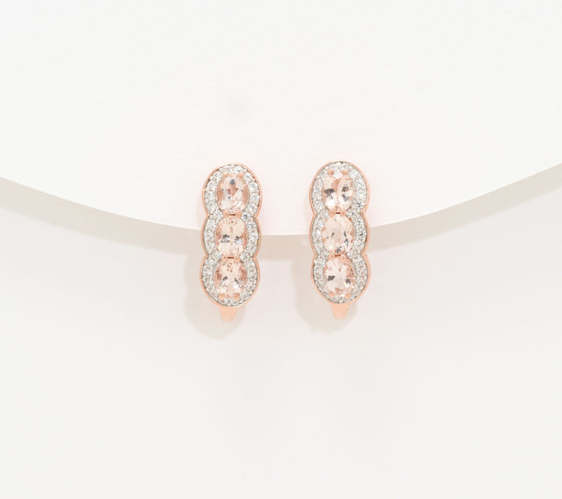 Affinity Gems Linear Design Gemstone & White Zircon J Hoops, Sterli — View 10