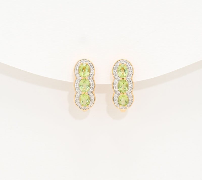 Affinity Gems Linear Design Gemstone & White Zircon J Hoops, Sterli — Main view