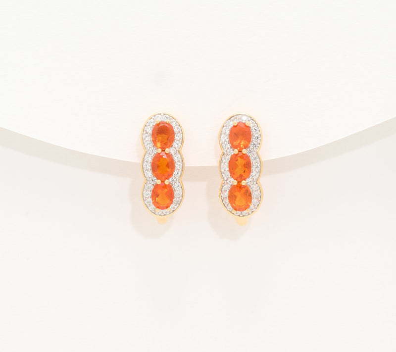 Affinity Gems Linear Design Gemstone & White Zircon J Hoops, Sterli — View 11