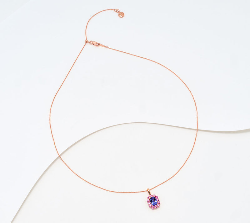 Gem Discoverer 2.2ct Tanzanite Pendant with Chain, 14K Rose Gold — View 2