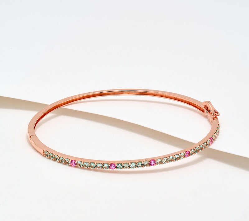 Gem Discoverer Aquaiba & Pink Sapphire Bangle, 14K Rose Gold — Main view