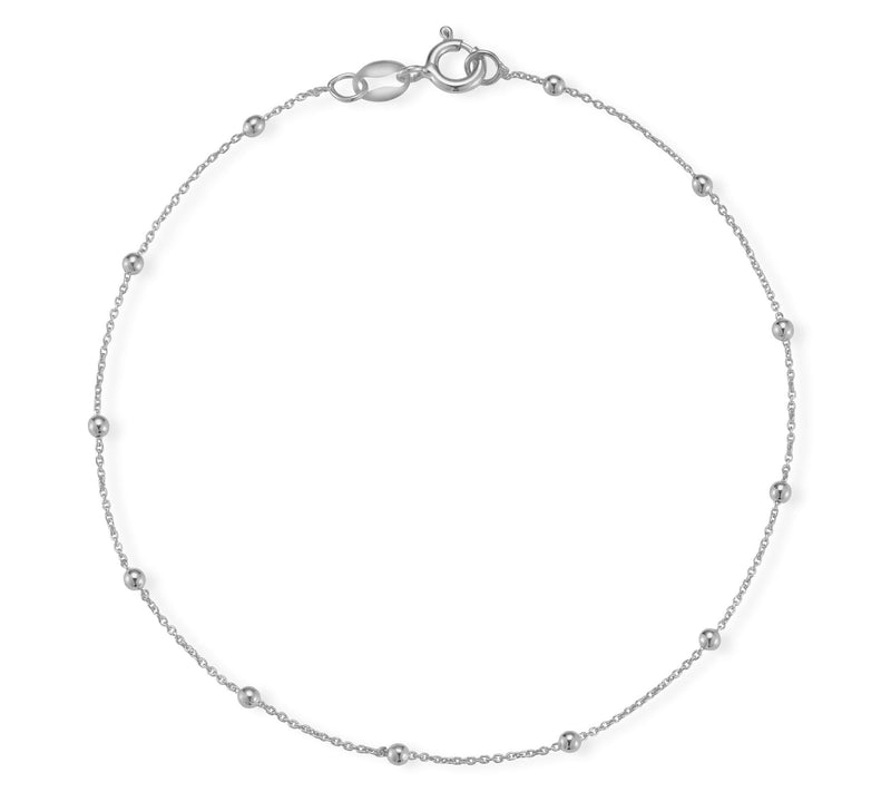 Italian Silver 2mm Ball 10" Chain Ankle Bracelet, Sterling — View 7