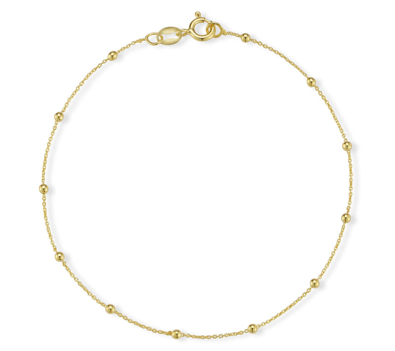 Italian Silver 2mm Ball 10" Chain Ankle Bracelet, Sterling — View 8