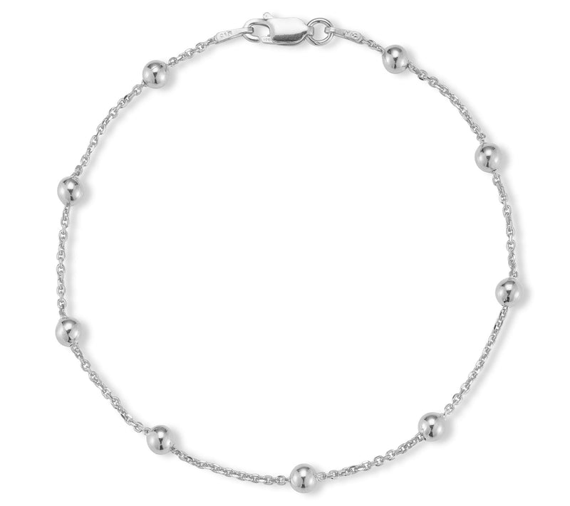 Italian Silver 4mm Ball 9" Chain Ankle Bracelet, Sterling — View 7