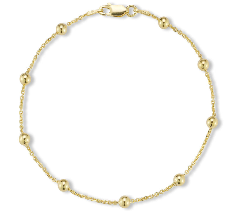 Italian Silver 4mm Ball 9" Chain Ankle Bracelet, Sterling — View 8