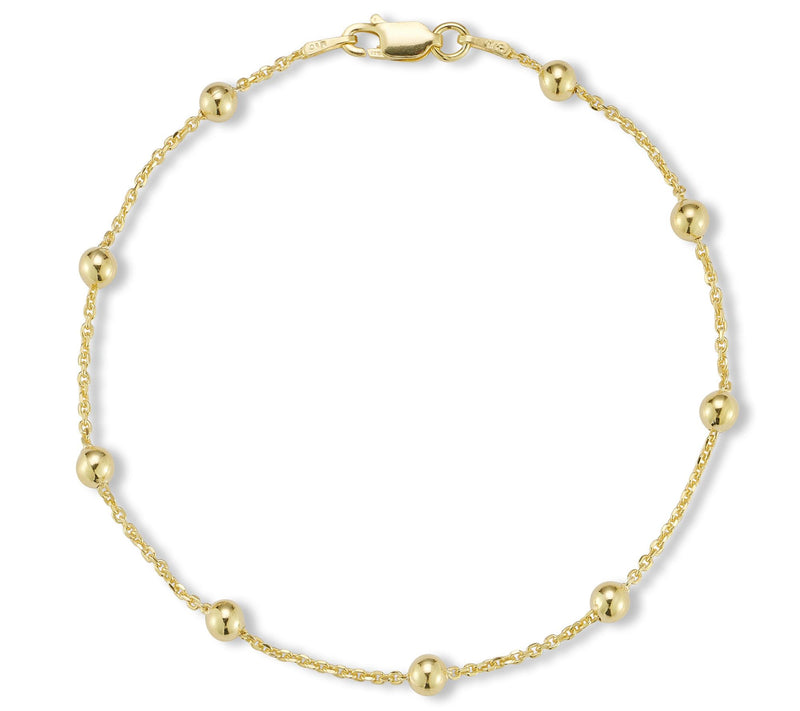 Italian Silver 4mm Ball 9" Chain Ankle Bracelet, Sterling — Main view