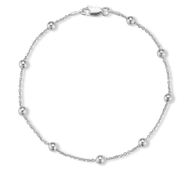 Italian Silver 4mm Ball 10" Chain Ankle Bracelet, Sterling — View 7
