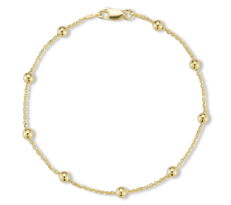 Italian Silver 4mm Ball 10" Chain Ankle Bracelet, Sterling — Main view