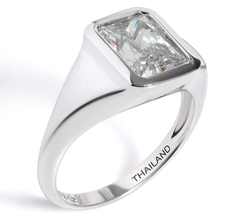Diamonique Sterling Silver Baguette Gemstone Ring — View 5