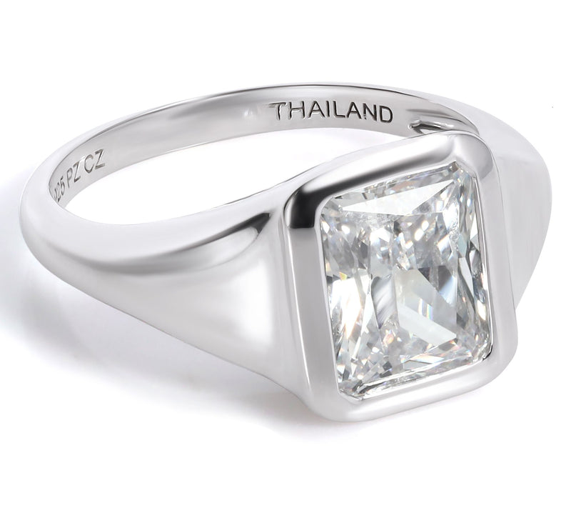 Diamonique Sterling Silver Baguette Gemstone Ring — View 2