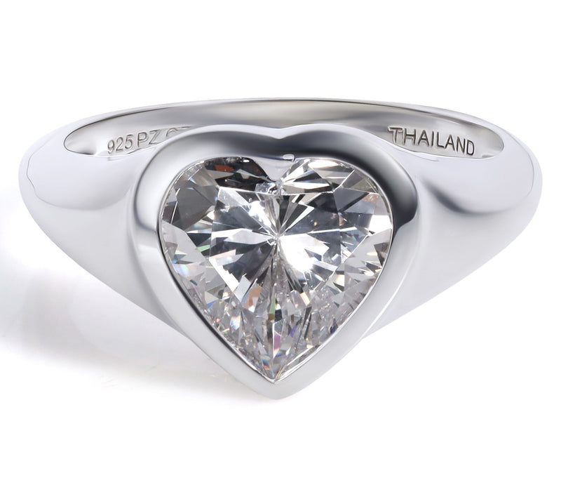 Diamonique 4.55 cttw Heart Ring, Sterling Silver — View 3