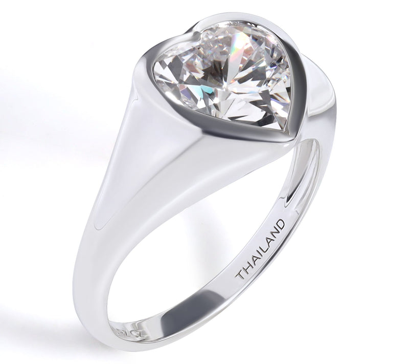 Diamonique 4.55 cttw Heart Ring, Sterling Silver — View 2