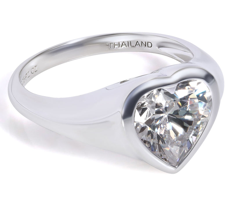 Diamonique 4.55 cttw Heart Ring, Sterling Silver — Main view