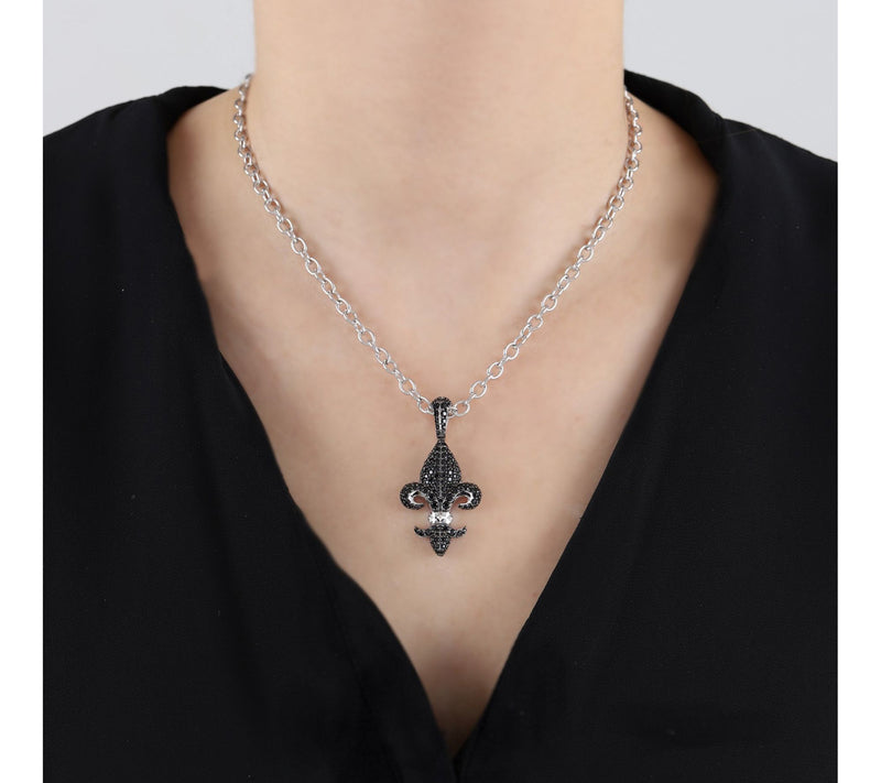 Margo Manhattan Sterling Silver Black Spinel Flor Pendant — View 4