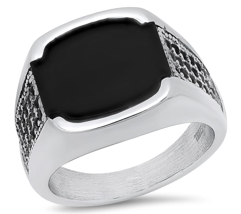 Steel By Design Men's Simulated Onyx & Cubic Zirconia Ring — Main view