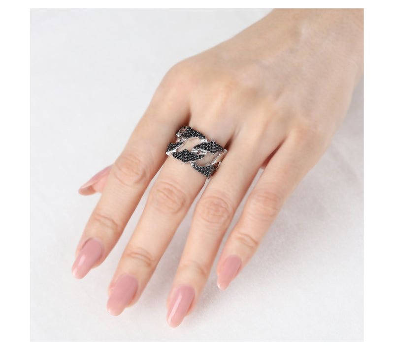 Margo Manhattan Sterling Silver Black Spinel Elton Ring — View 4