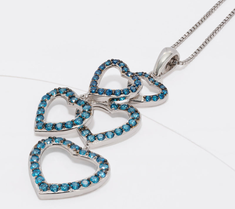 Diamonique x Kathy Levine Color Hearty Party Necklace, Sterl — View 5