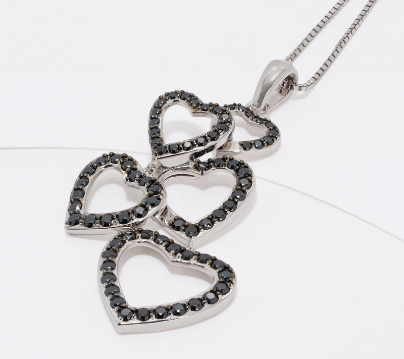 Diamonique x Kathy Levine Color Hearty Party Necklace, Sterl — View 3