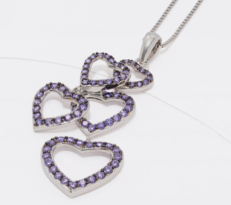 Diamonique x Kathy Levine Color Hearty Party Necklace, Sterl — View 9