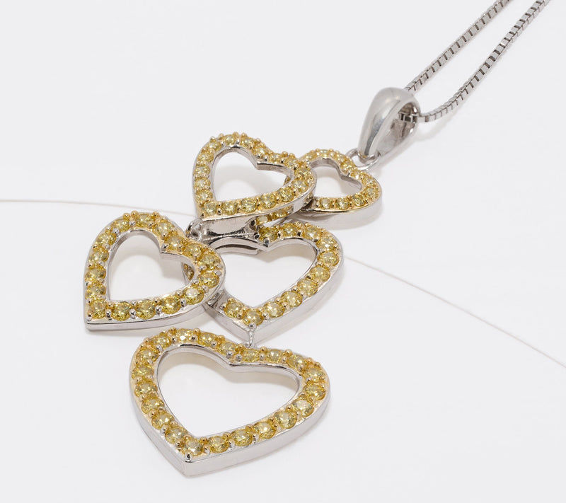 Diamonique x Kathy Levine Color Hearty Party Necklace, Sterl — View 11