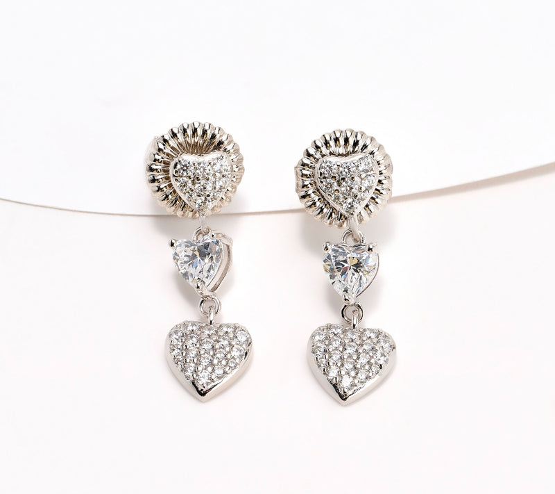 Diamonique x Kathy Levine Love Train Dangle Earrings Sterling Silver — Main view