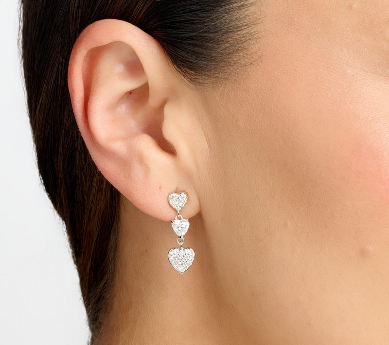 Diamonique x Kathy Levine Love Train Dangle Earrings Sterling Silver — View 2