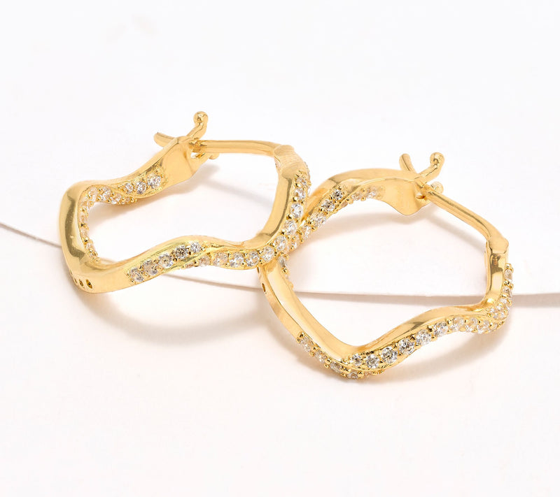 Diamonique x Kathy Levine Winding Way Hoop Earrings, Sterling Silver — View 3