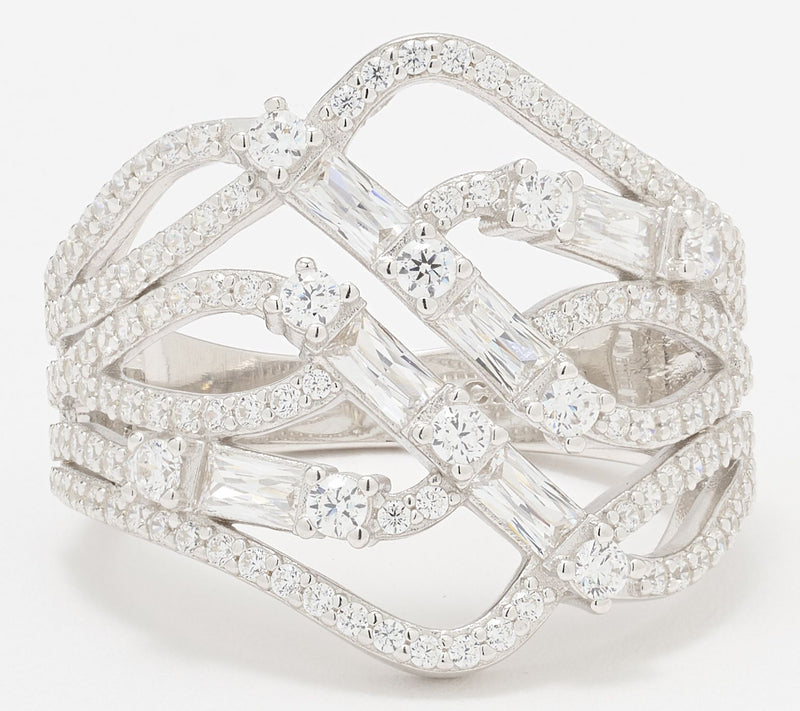 Diamonique x Kathy Levine Wonder Web Band Ring, Sterling Silver — View 3
