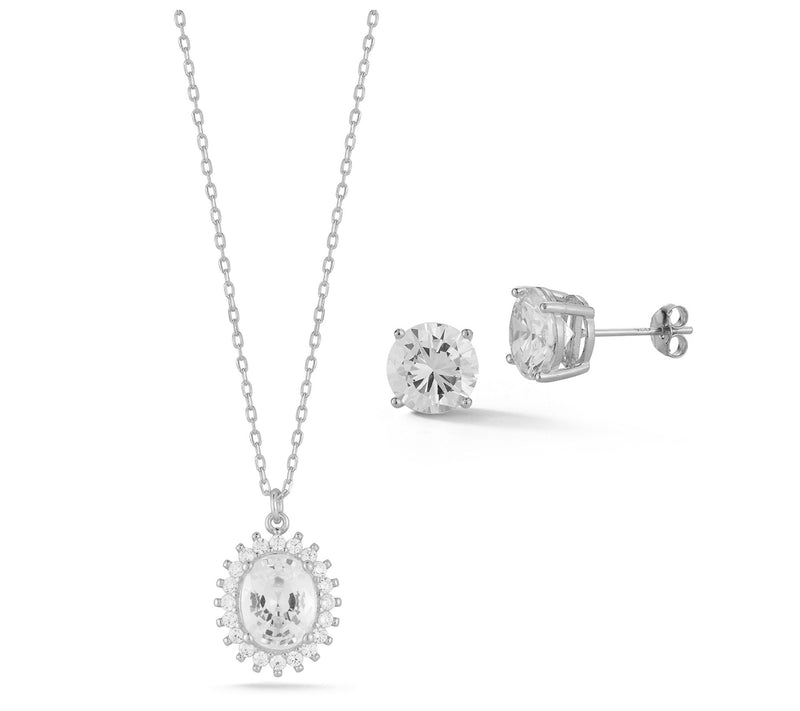 Sterlina Silver Vintage Necklace & Stud EarringSet, Sterling — View 7