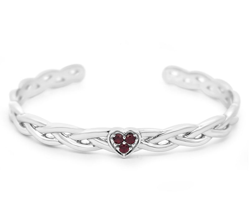 Goddaughters Sterling Silver Celtic Knot HeartGemstone Cuff — Main view