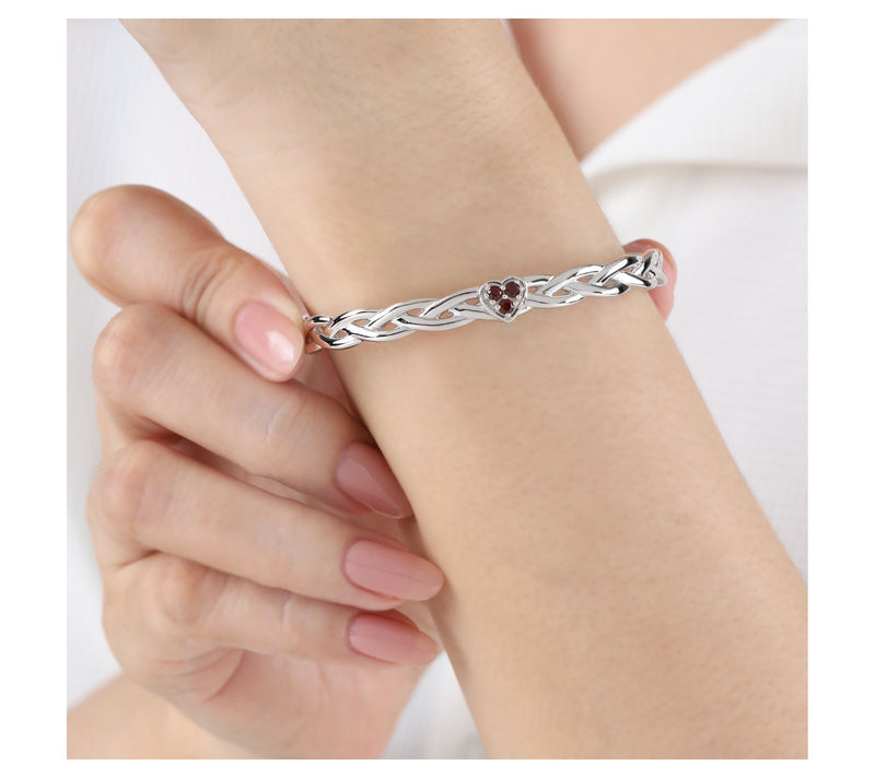 Goddaughters Sterling Silver Celtic Knot HeartGemstone Cuff — View 5