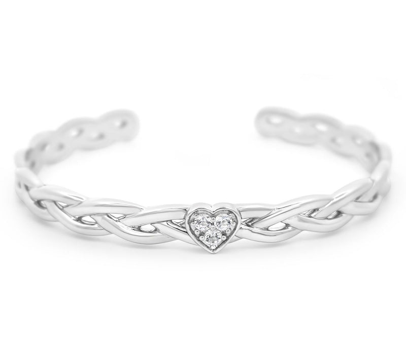 Goddaughters Sterling Silver Celtic Knot HeartGemstone Cuff — View 3