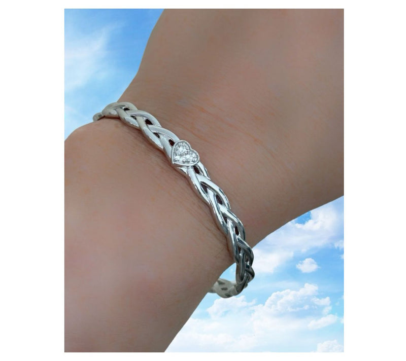 Goddaughters Sterling Silver Celtic Knot HeartGemstone Cuff — View 6