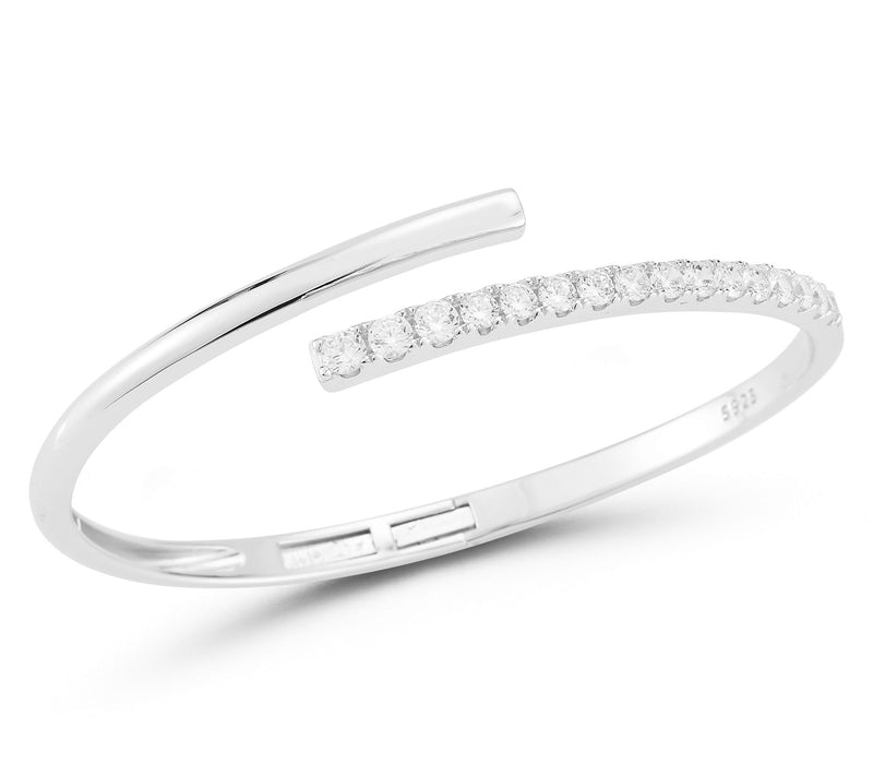 Rachel Zoe Pave Bypass Hinged Cuff, Sterling Silver — View 7