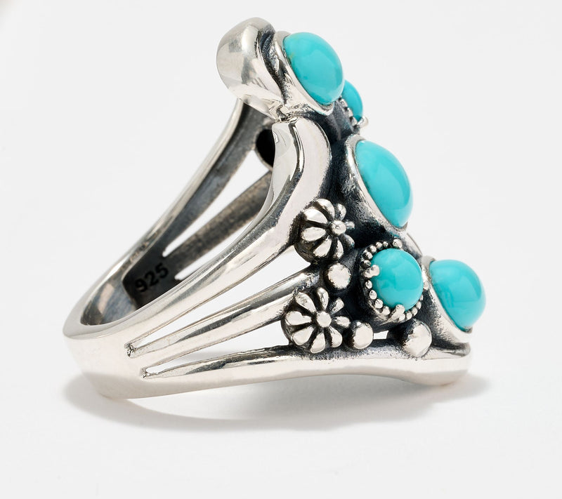 American West Sterling Silver Sleeping Beauty Turquoise Bypass Ring — View 3