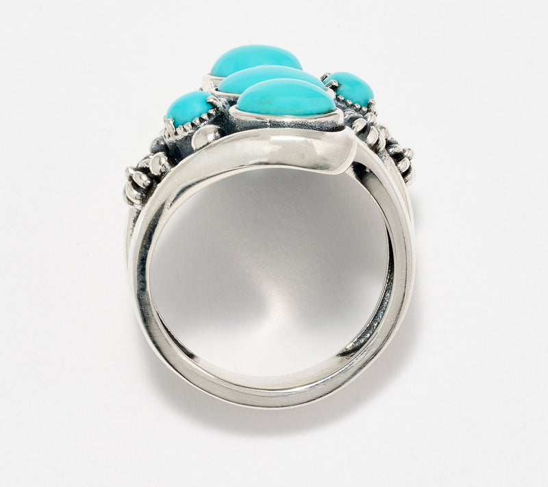 American West Sterling Silver Sleeping Beauty Turquoise Bypass Ring — View 2