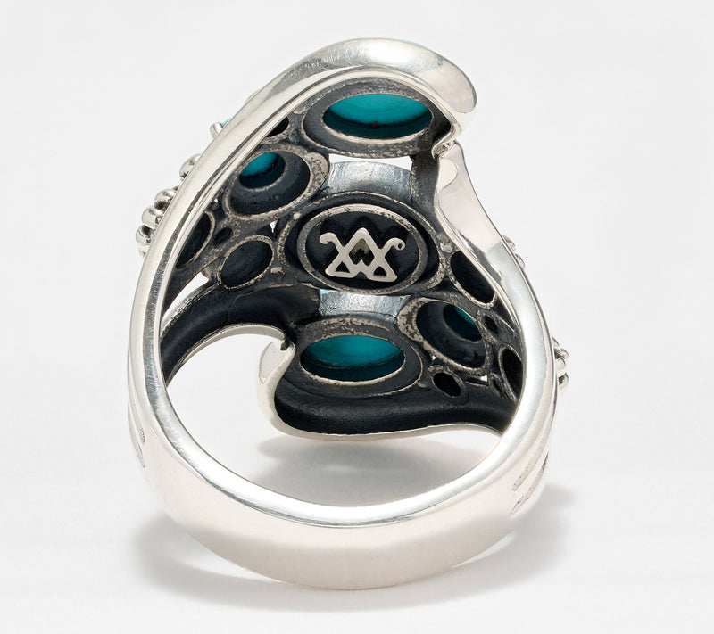 American West Sterling Silver Sleeping Beauty Turquoise Bypass Ring — View 4