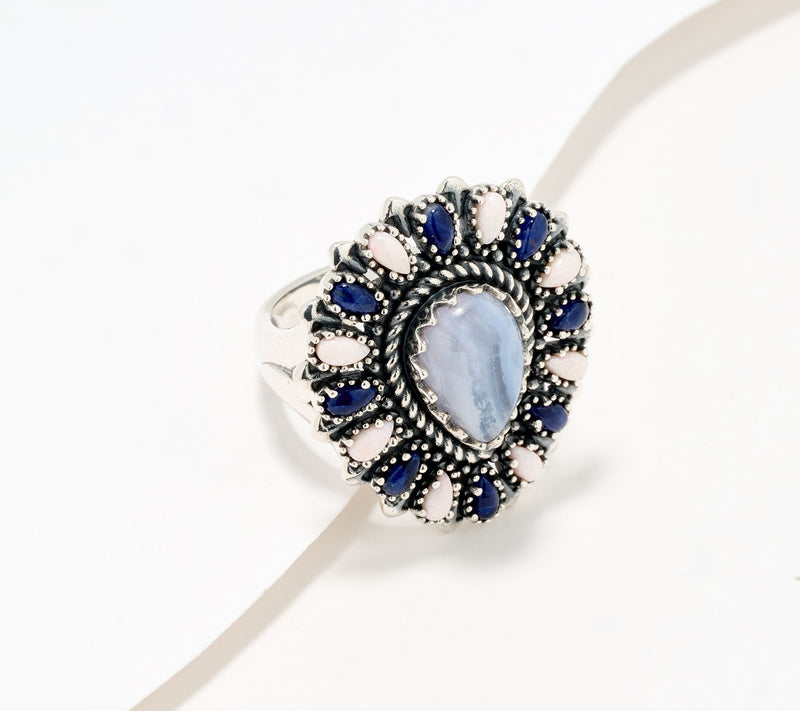 American West Sterling Silver Gemstone Cluster Pear Ring — View 11