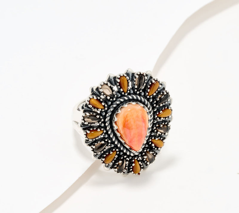 American West Sterling Silver Gemstone Cluster Pear Ring — Main view