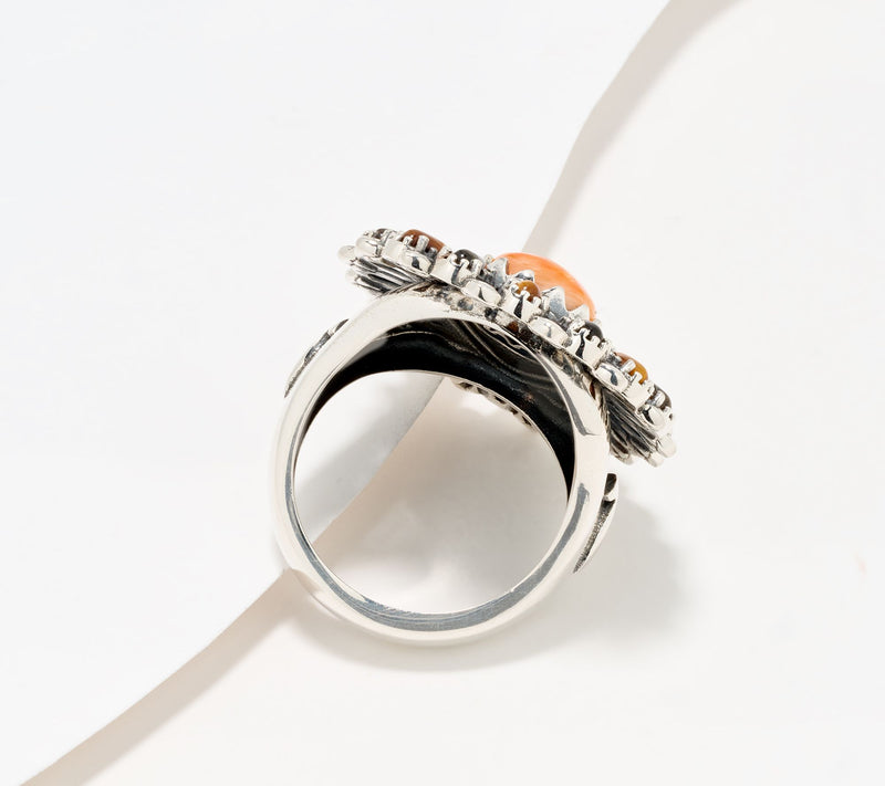 American West Sterling Silver Gemstone Cluster Pear Ring — View 3