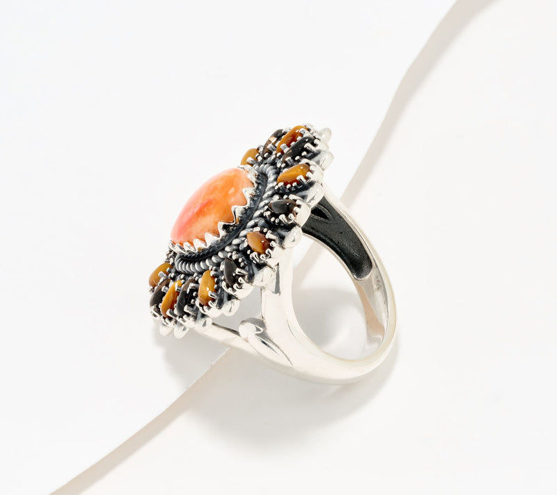 American West Sterling Silver Gemstone Cluster Pear Ring — View 2