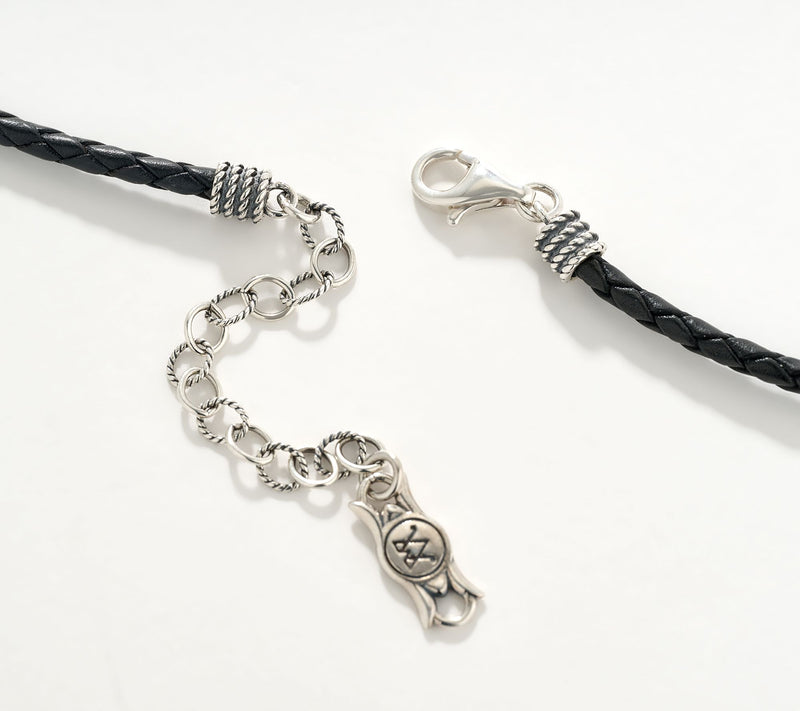 American West Sterl Feather Gemstone Leather Necklace — View 3