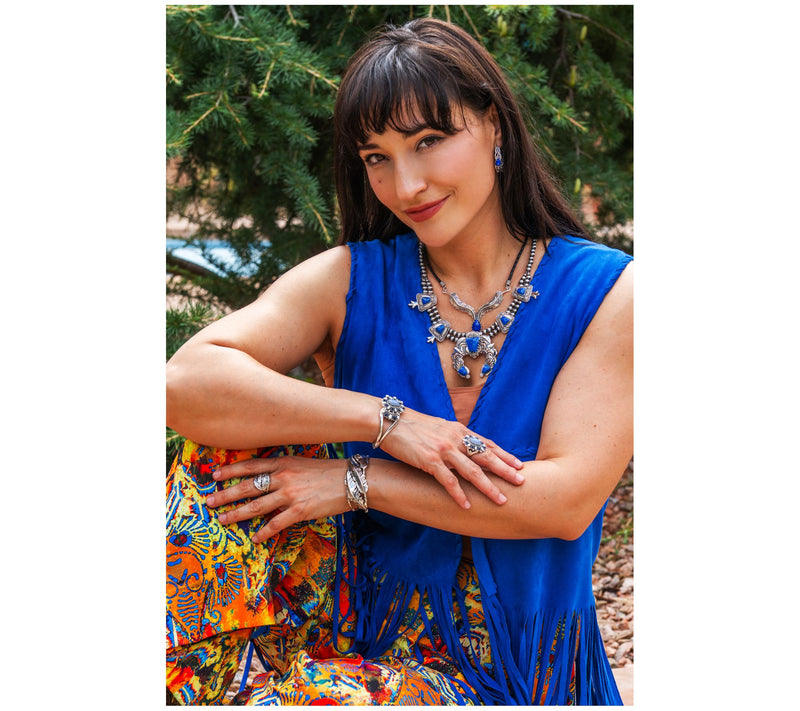 American West Sterl Feather Gemstone Leather Necklace — View 5