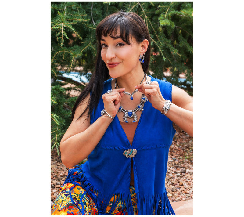 American West Sterl Feather Gemstone Leather Necklace — View 6
