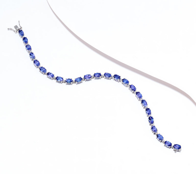 Pure Tanzanite by Jeff Moseley Tanzanite and Diamond Tennis Bracelet, Plat — Main view